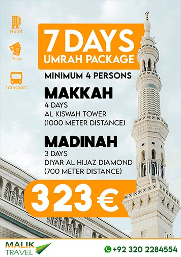 7 Days very best affordable Umrah Package by Malik Travel 2025