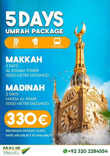 5 Days very best affordable Umrah Package by Malik Travel 2025